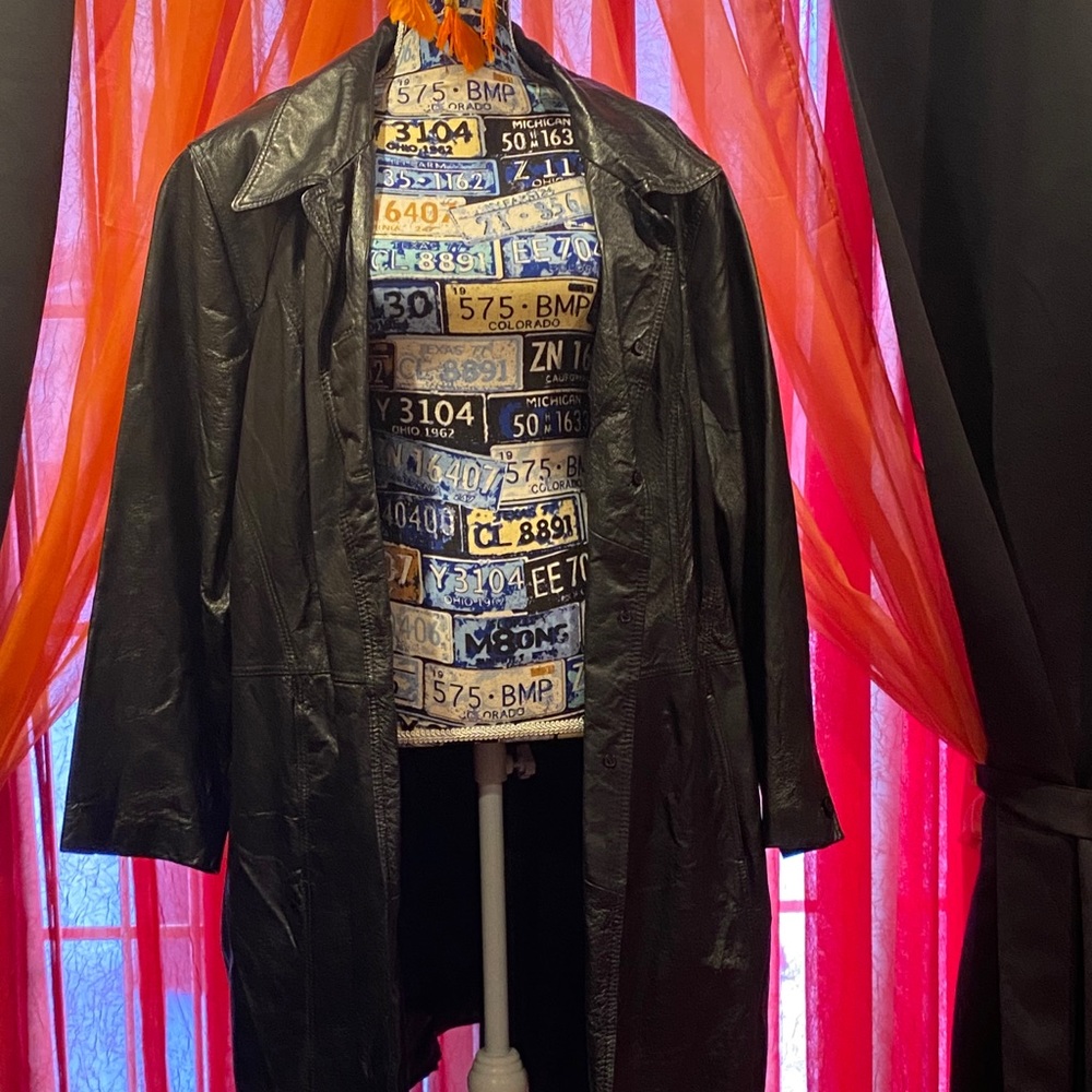 Long Black Leather Coat
